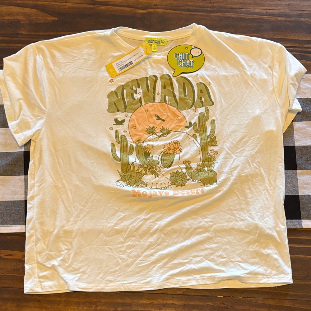 Chit chat oversized Nevada Desert Graphic dad Tee White large new with tags
